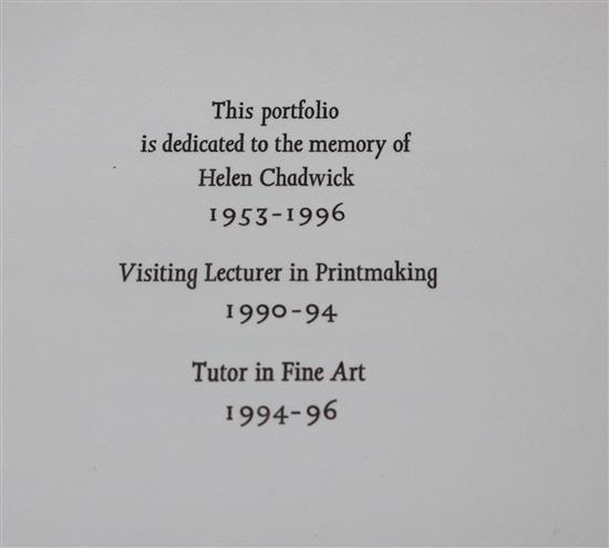 A boxed set of prints 11 x 11, by students and staff at the Royal College of Art for 1996, artists include Helen Charwick, Tracey Emi